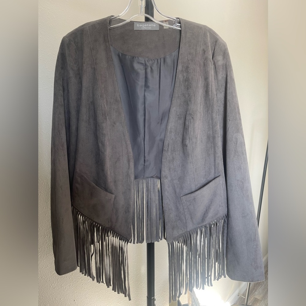 Bagatelle Faux Suede Jacket with Fringe